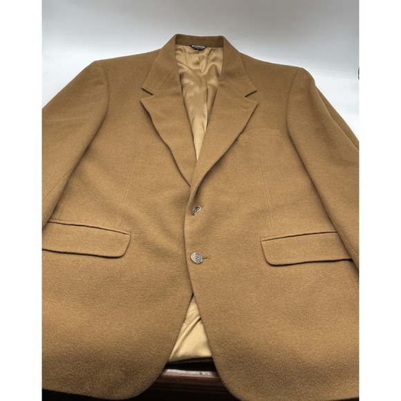 Vintage Bill Blass Camel Hair Blazer Jacket Suit Coat Mens Tan Two Button 44 R - Picture 2 of 10